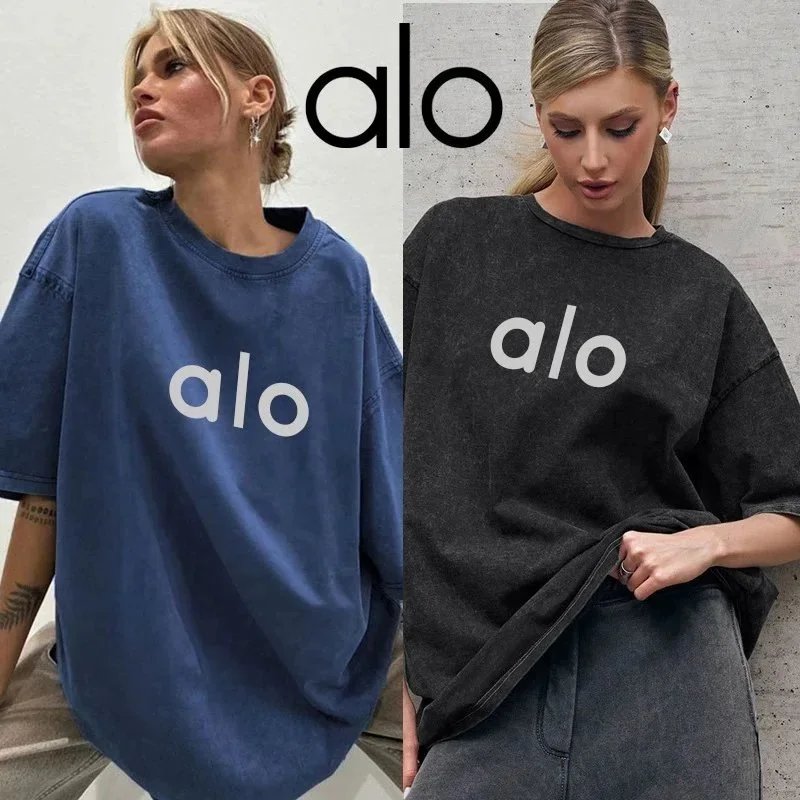 Alo Oversized Crew-Neck Tee Washed Relaxed Short Sleeve