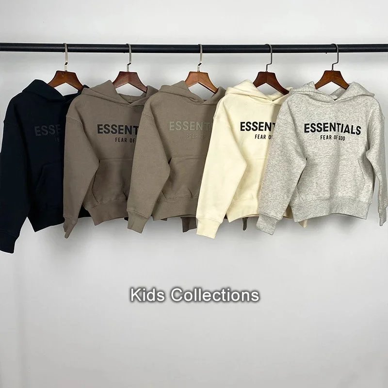 Dětská mikina s kapucí Fear of God Essentials s logem na hrudi