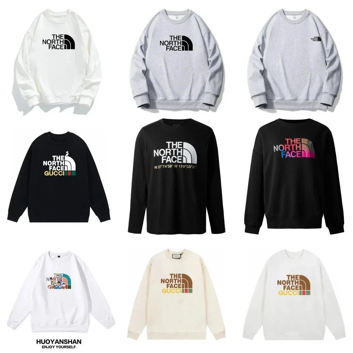 Sudaderas con capucha y de cuello redondo The North Face, diseños combinados