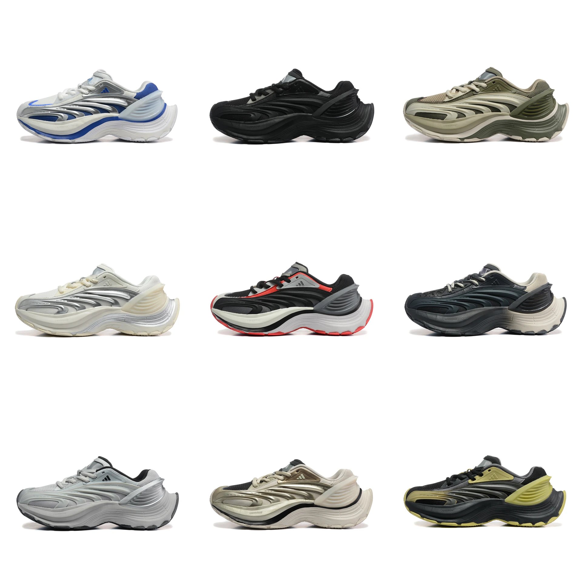 Adidas-Style Low-Top Sneakers with Layered Upper and Wavy Sole