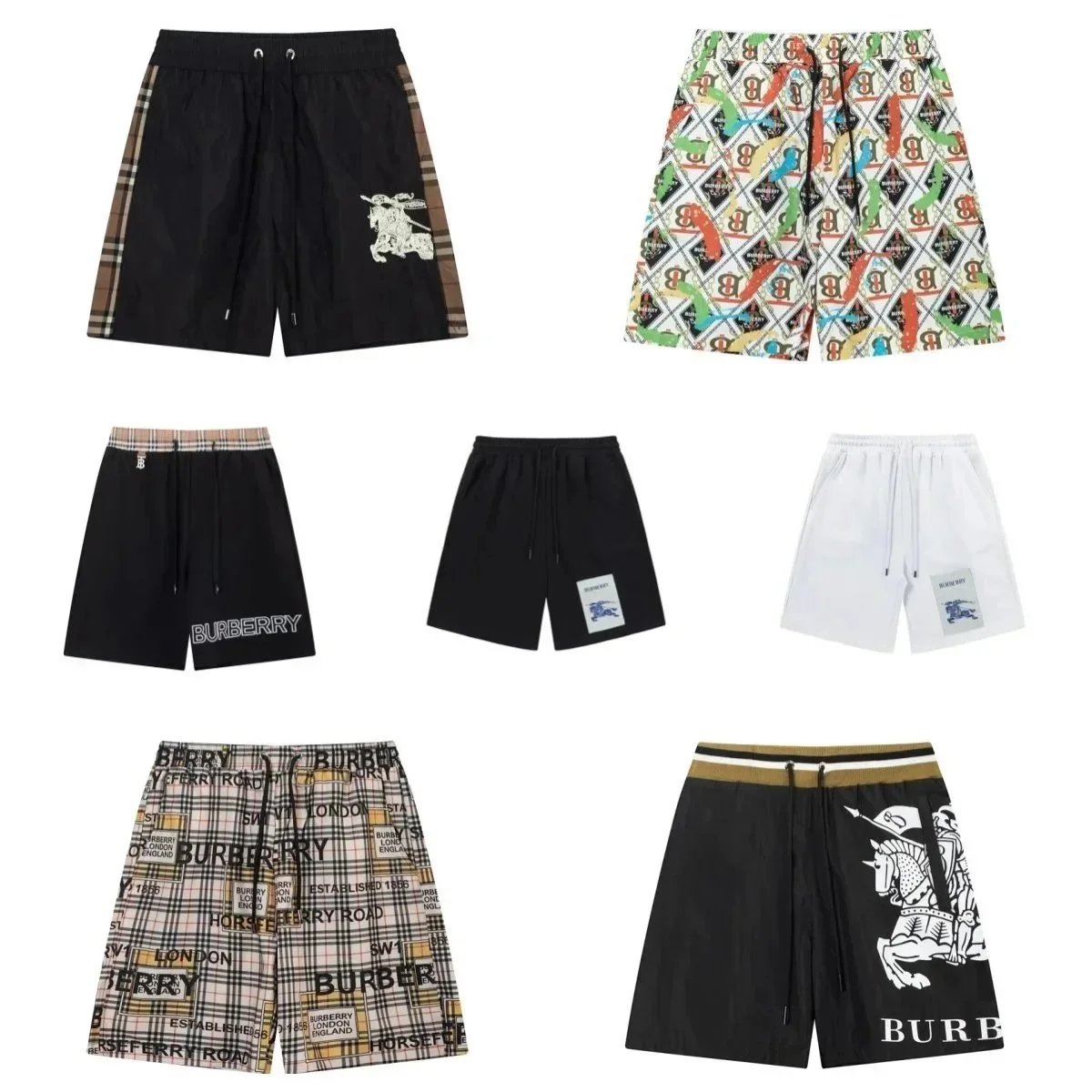 Burberry Straight-Leg Casual Shorts with Check and Graphic Prints