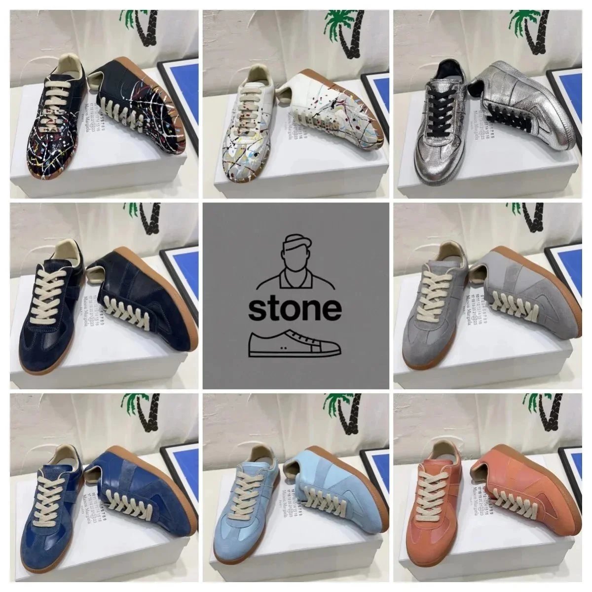 Low-Profile Lace-Up Sneakers in Mixed Colourways