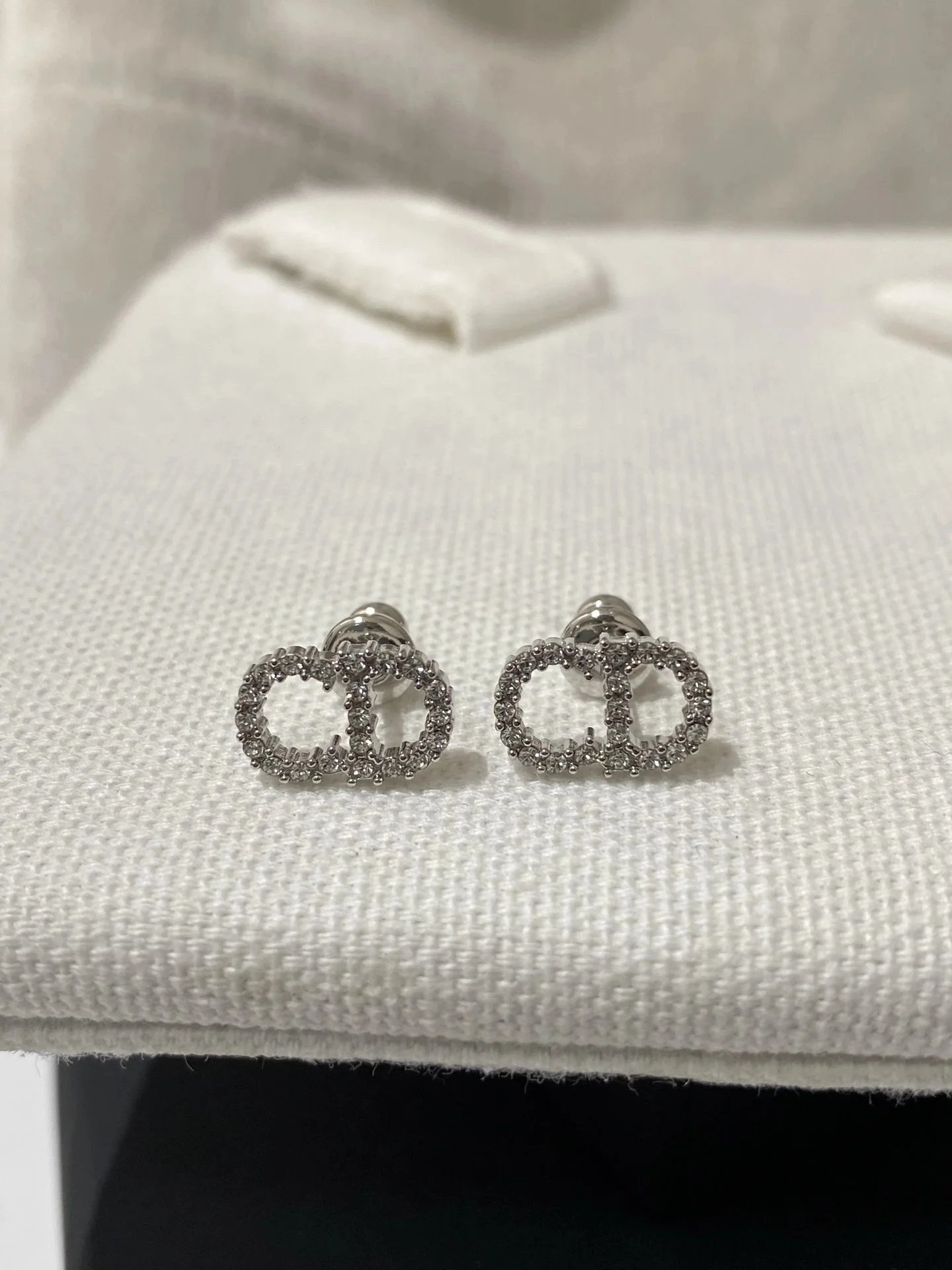 Dior Linked-Loop Clear-Stone Stud Earrings