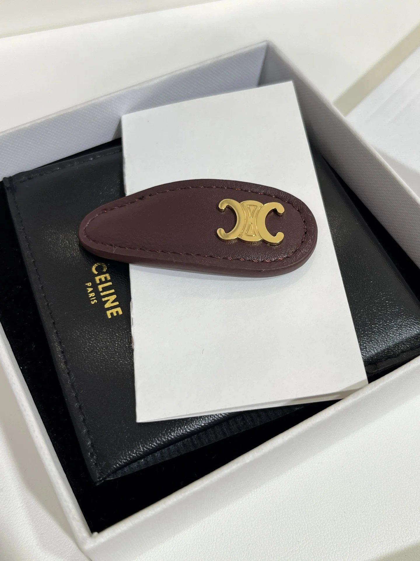 Celine Teardrop Hair Clip with Gold-Tone C Emblem