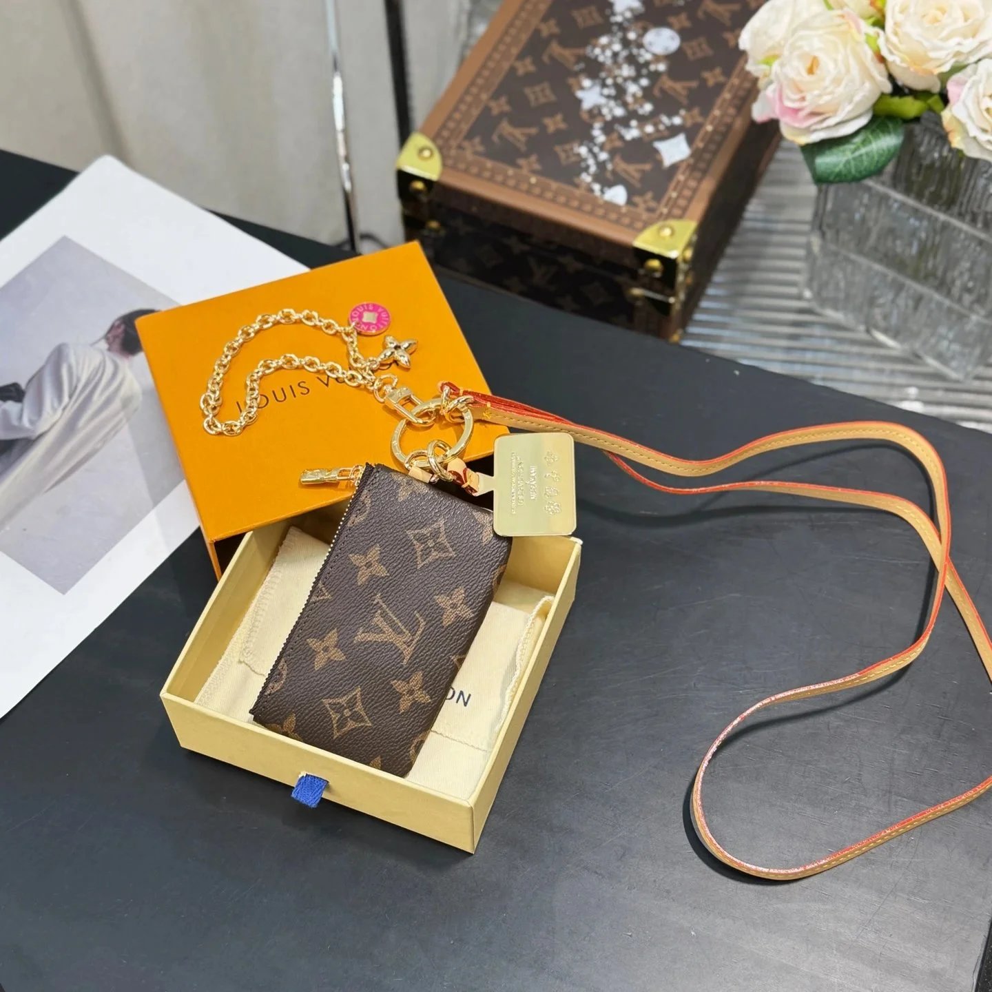 Louis Vuitton Monogram Pouch with Gold-Tone Chain and Strap