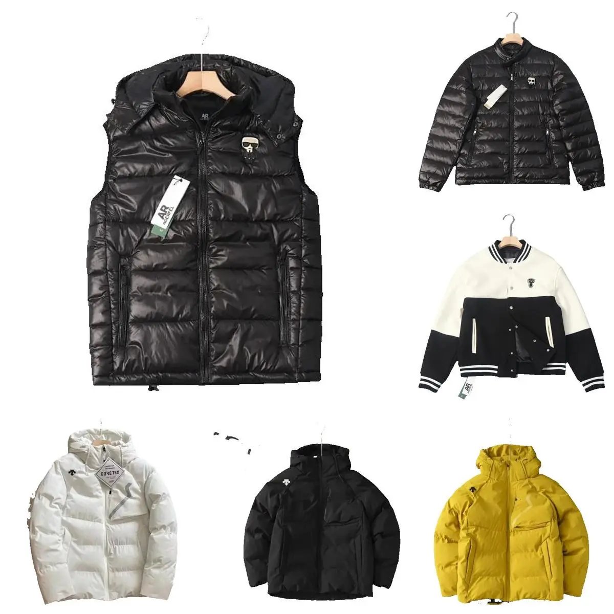 Selezione di gilet e giacca con cappuccio effetto trapuntato con emblema