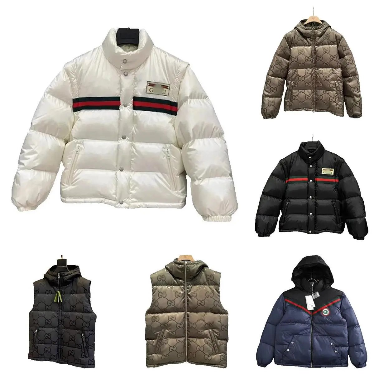 Gesteppte Jacken und Westen im Gucci-Stil mit Motiv oder Streifen