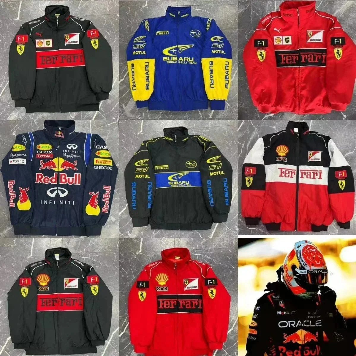 Motorsport-Rennjacke mit Reißverschluss und Stehkragen