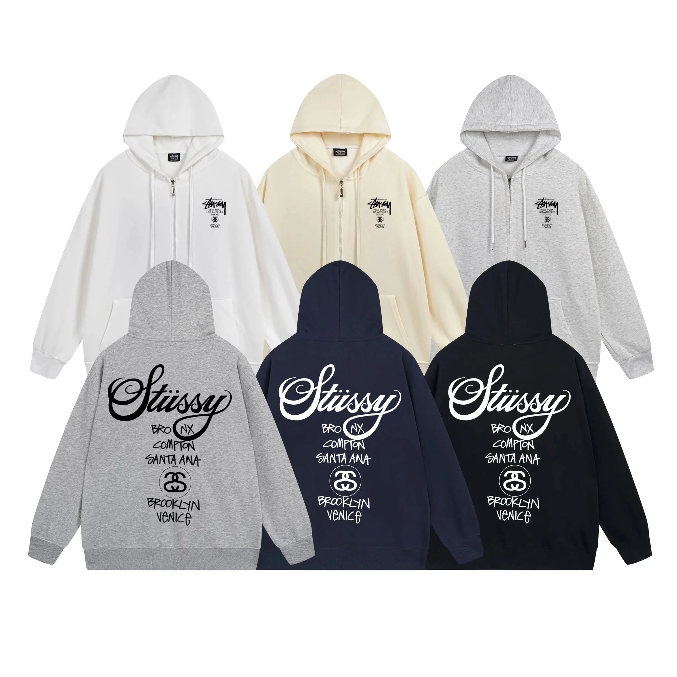 Sudadera con capucha y cremallera Stüssy con estampados variados