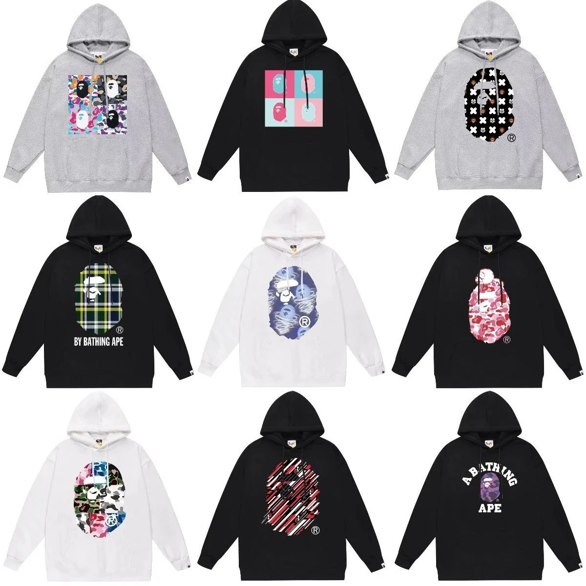 BAPE Graphic Pullover Hoodie Camo and Ape Designs