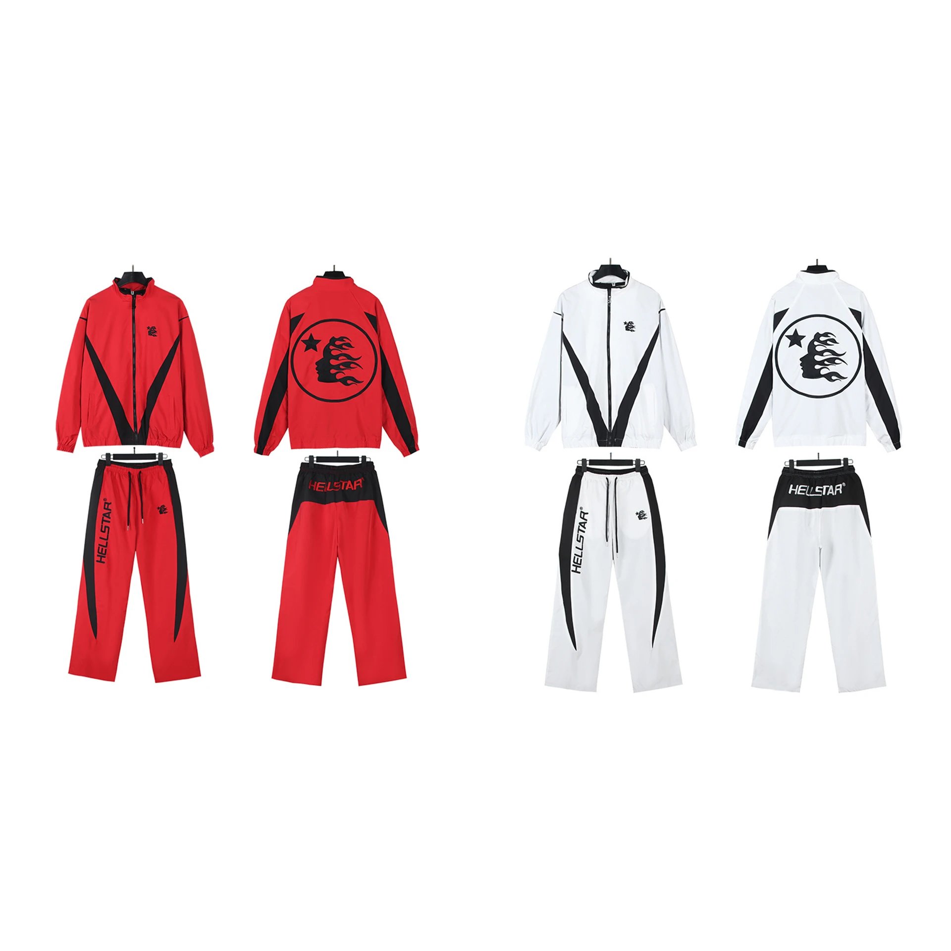 Completo giacca e pantaloni Hellstar con zip e grafica fiamma