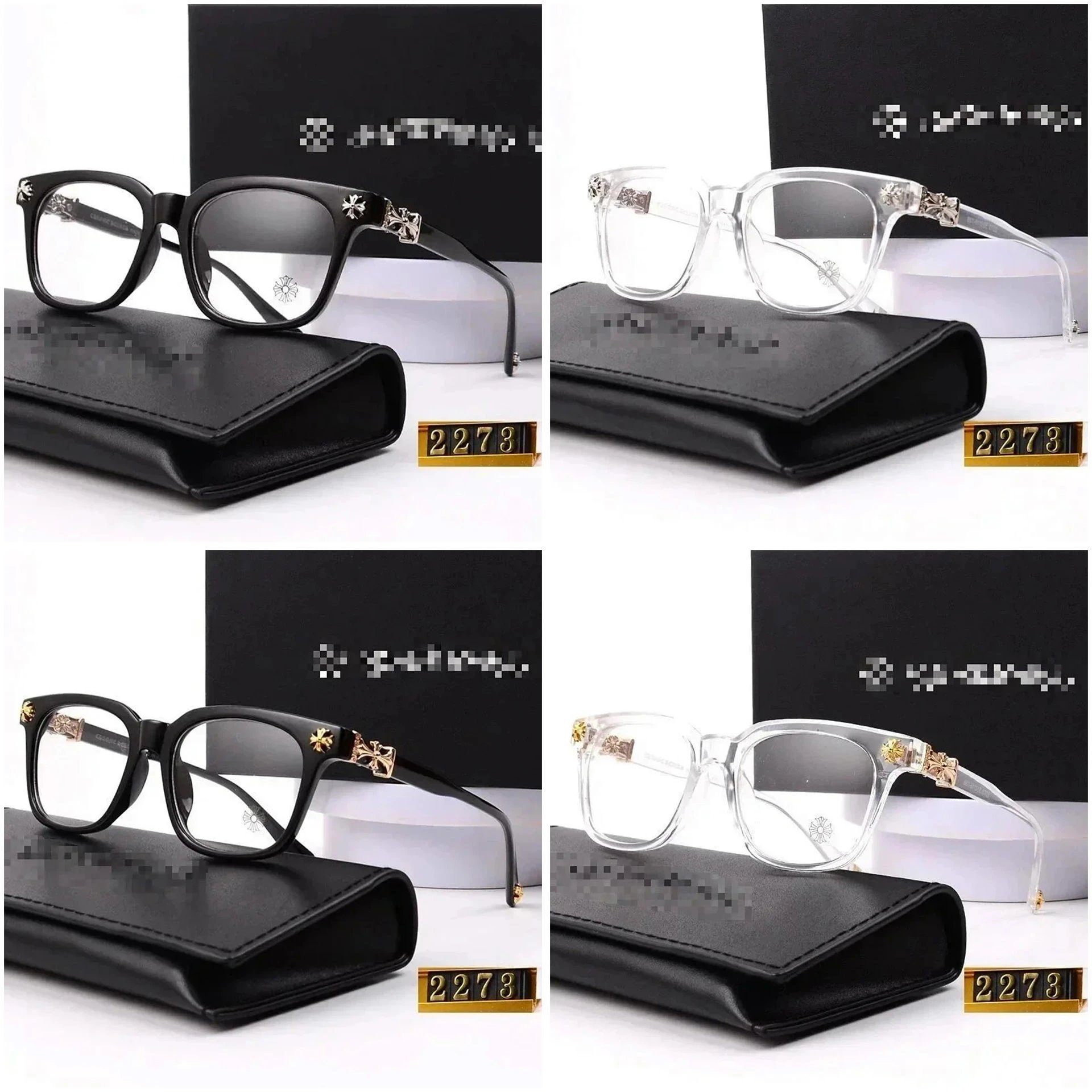 Gafas de montura cuadrada Chrome Hearts con motivos de cruz en las patillas