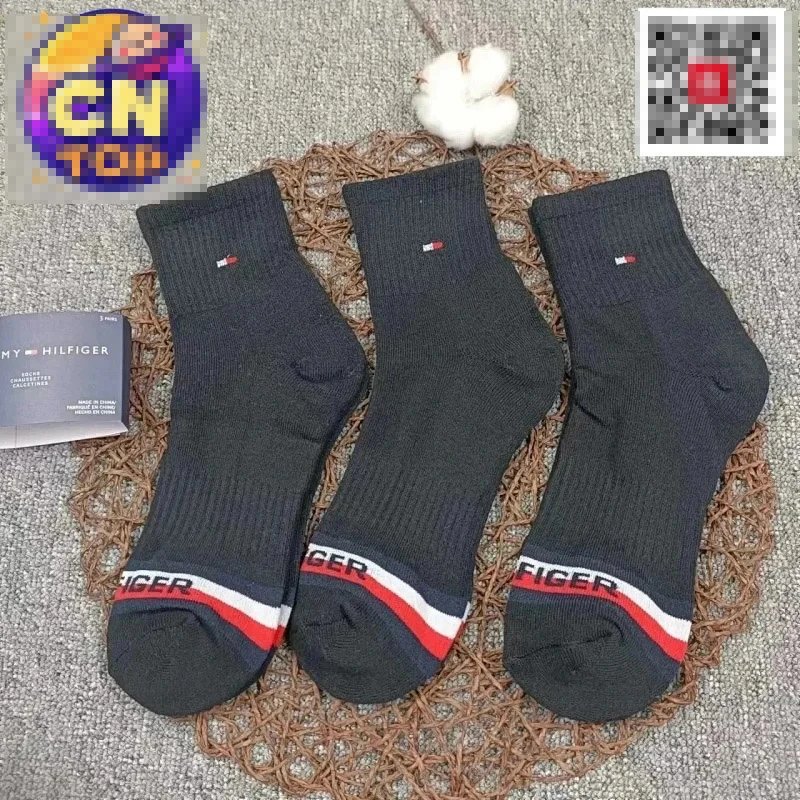 Chaussettes Tommy Hilfiger à logo drapeau en blanc, gris et noir
