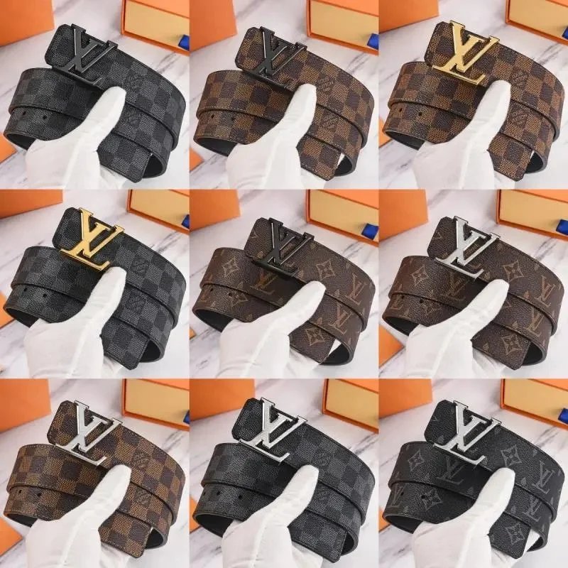 Belt with cut-out initial buckle and patterned strap