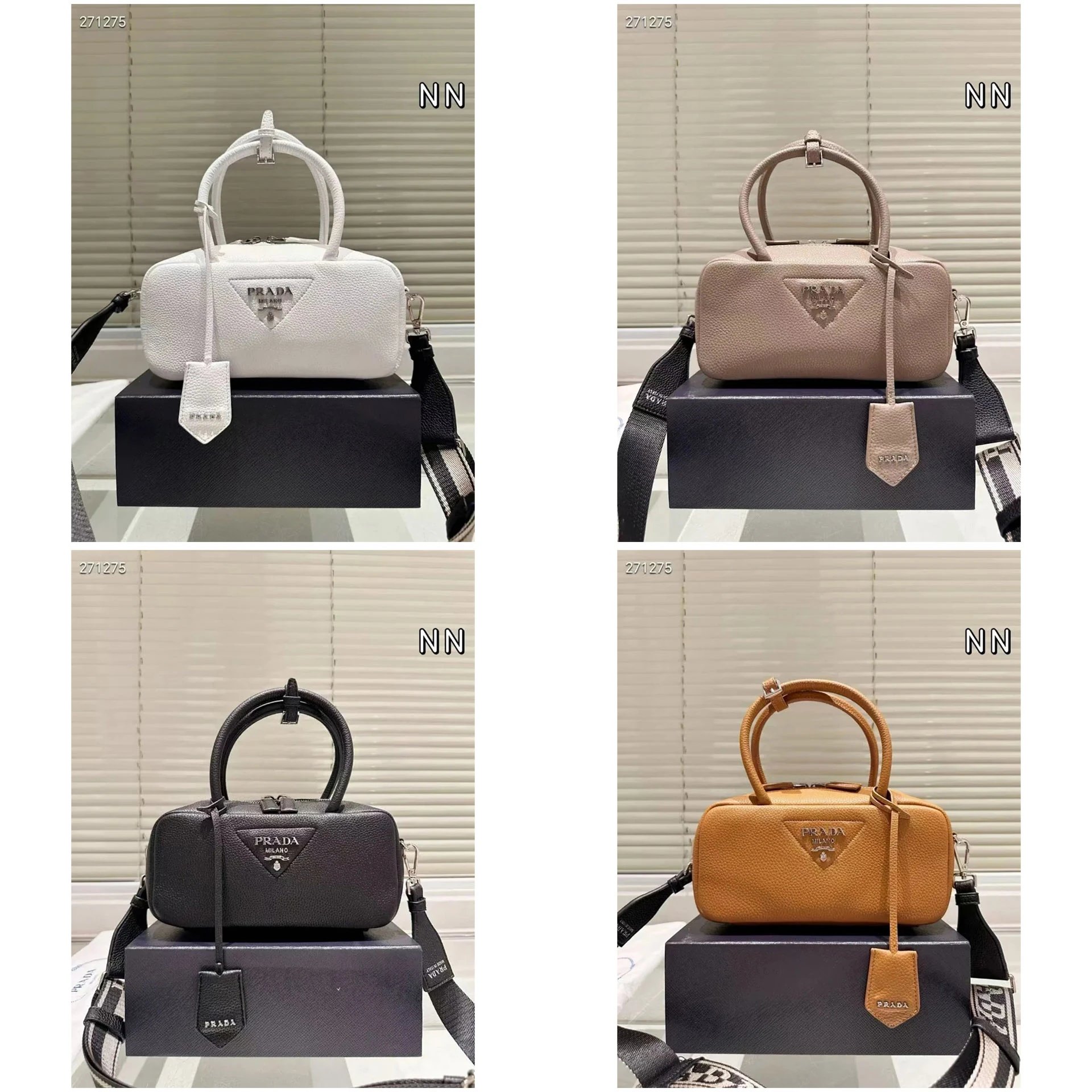 PRADA Tasche mit abgerundeter Form und gewebtem Riemen