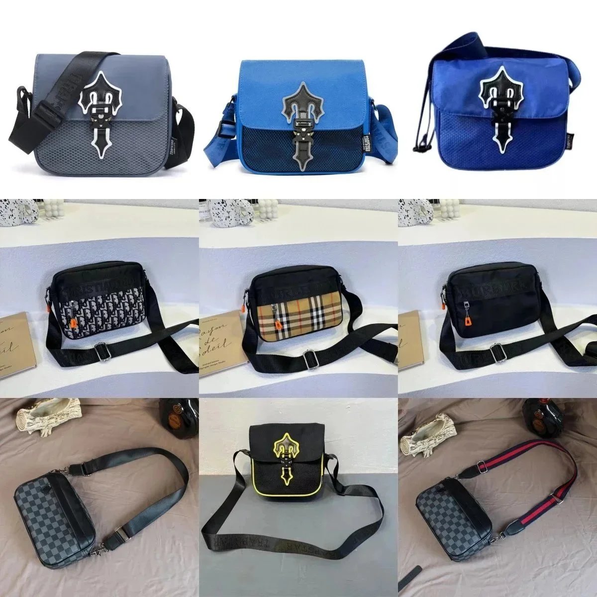 Výběr crossbody tašek Trapstar s emblémem a vzory