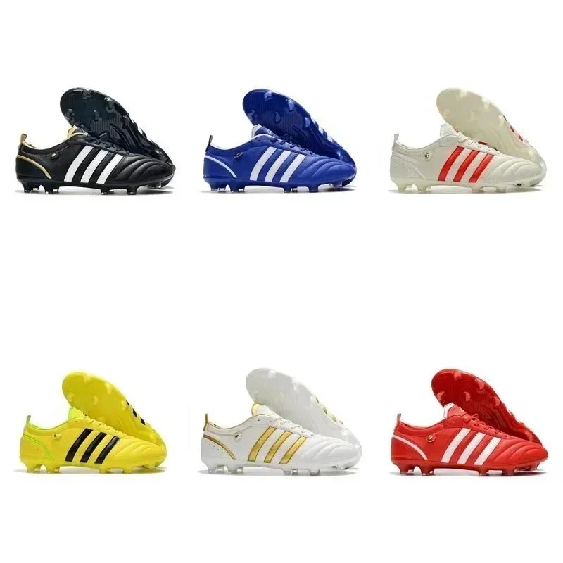 Scarpe da calcio basse con tre strisce laterali e cuciture curve sulla punta
