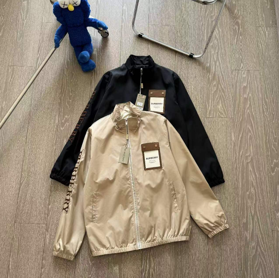 Burberry jacket — stand collar · zip closure