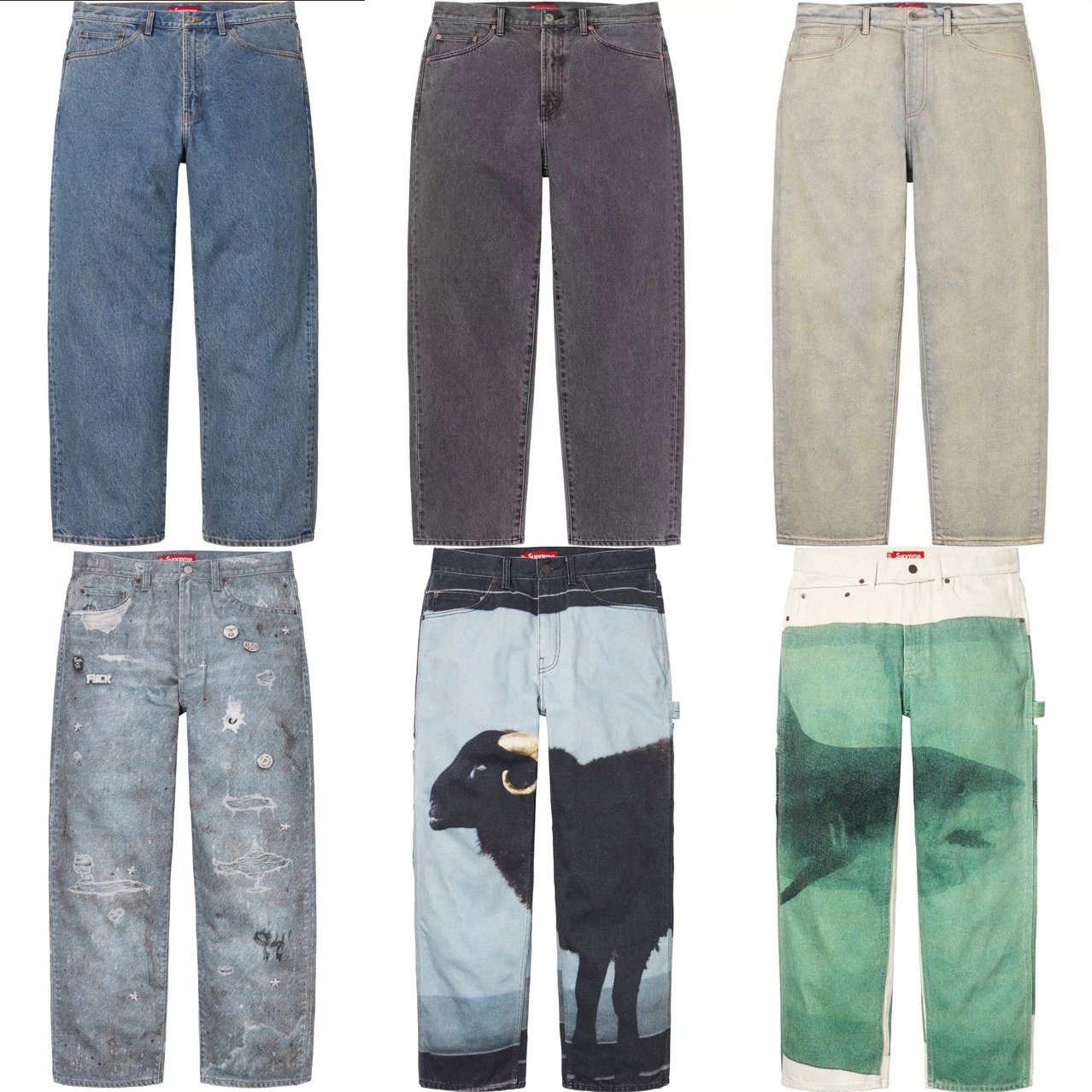 Supreme jeans — all-over print · belt loops