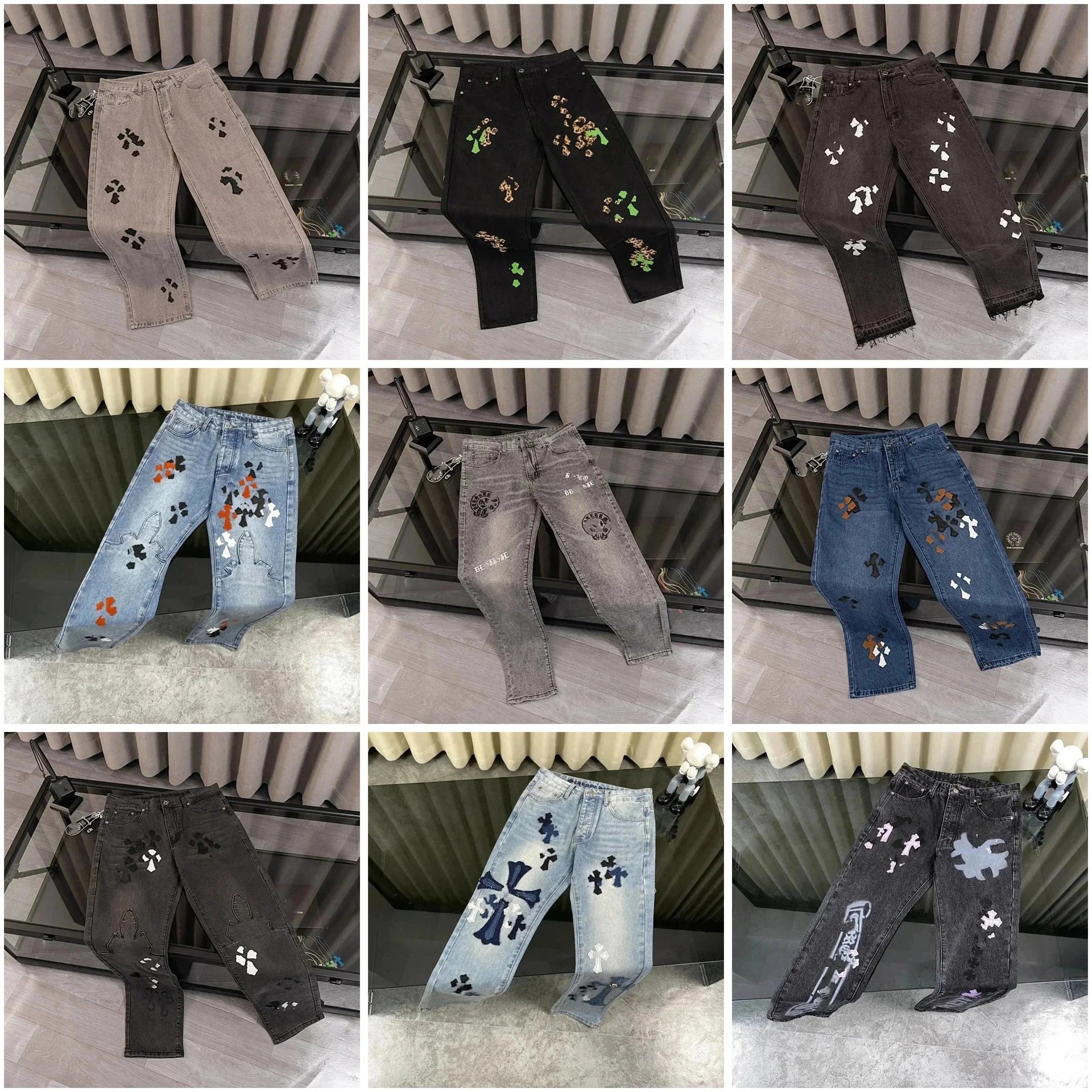 Vaqueros Chrome Hearts — Motivo de cruz · trabillas para cinturón