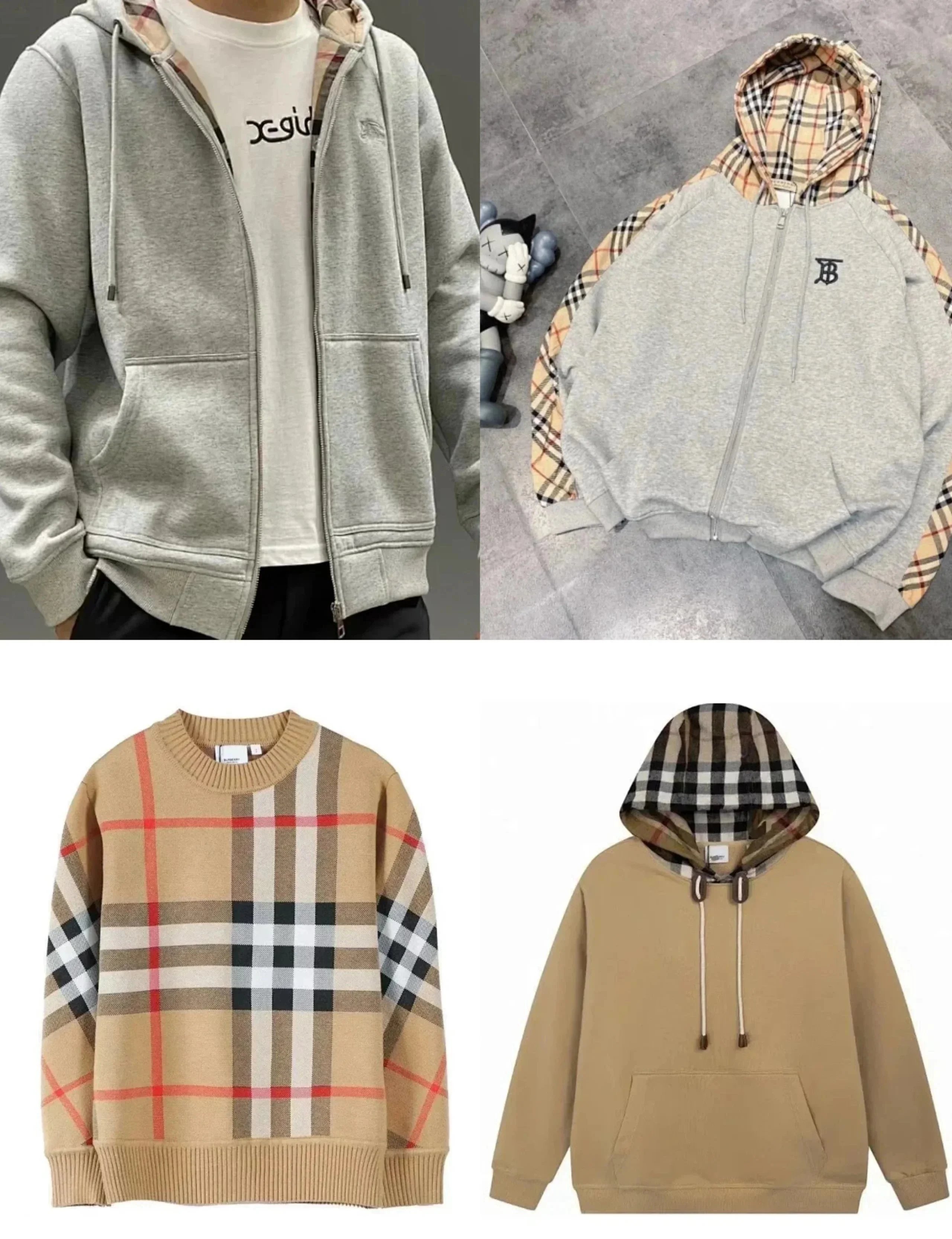 Burberry hoodie — plaid · hood