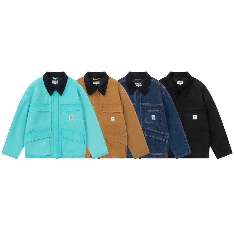 Chaqueta Stüssy — cuello de puntas · Cierre de botones