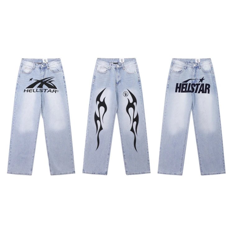 Hellstar Jeans — Grafikdruck · Weites Bein