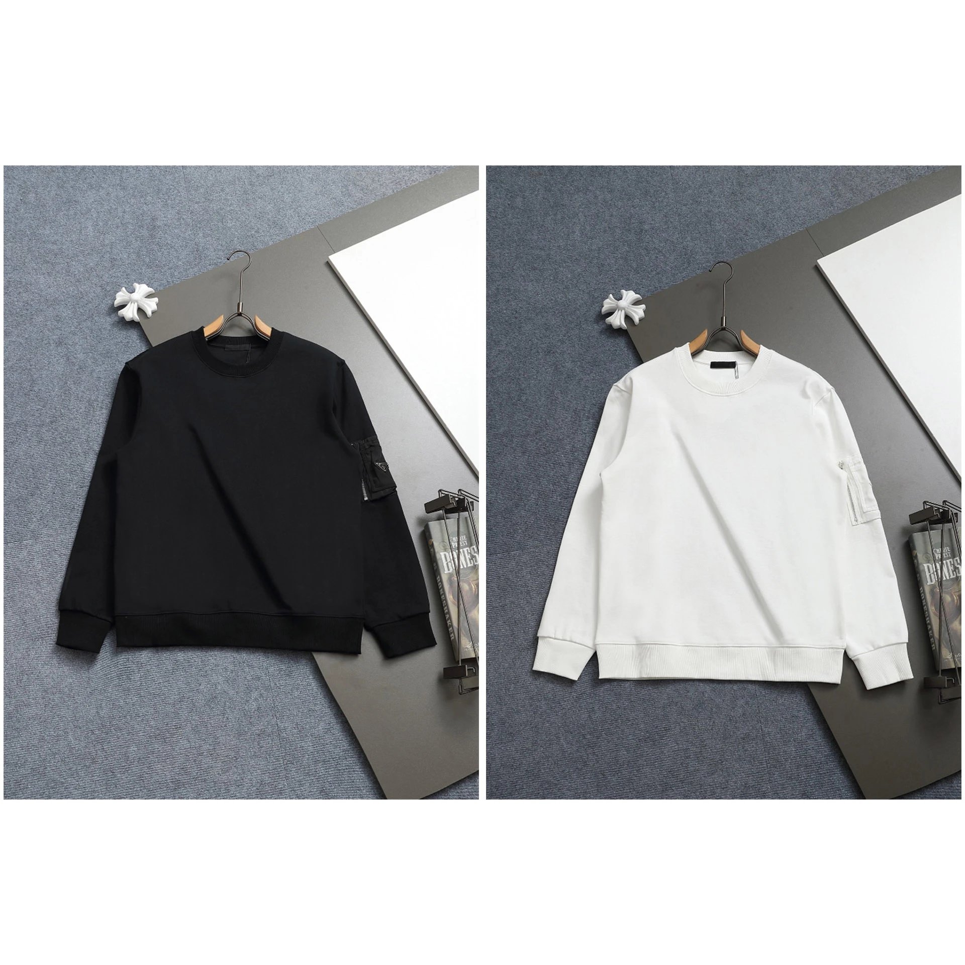 Sweatshirt mit Rundhals und Reißverschlusstasche am Ärmel
