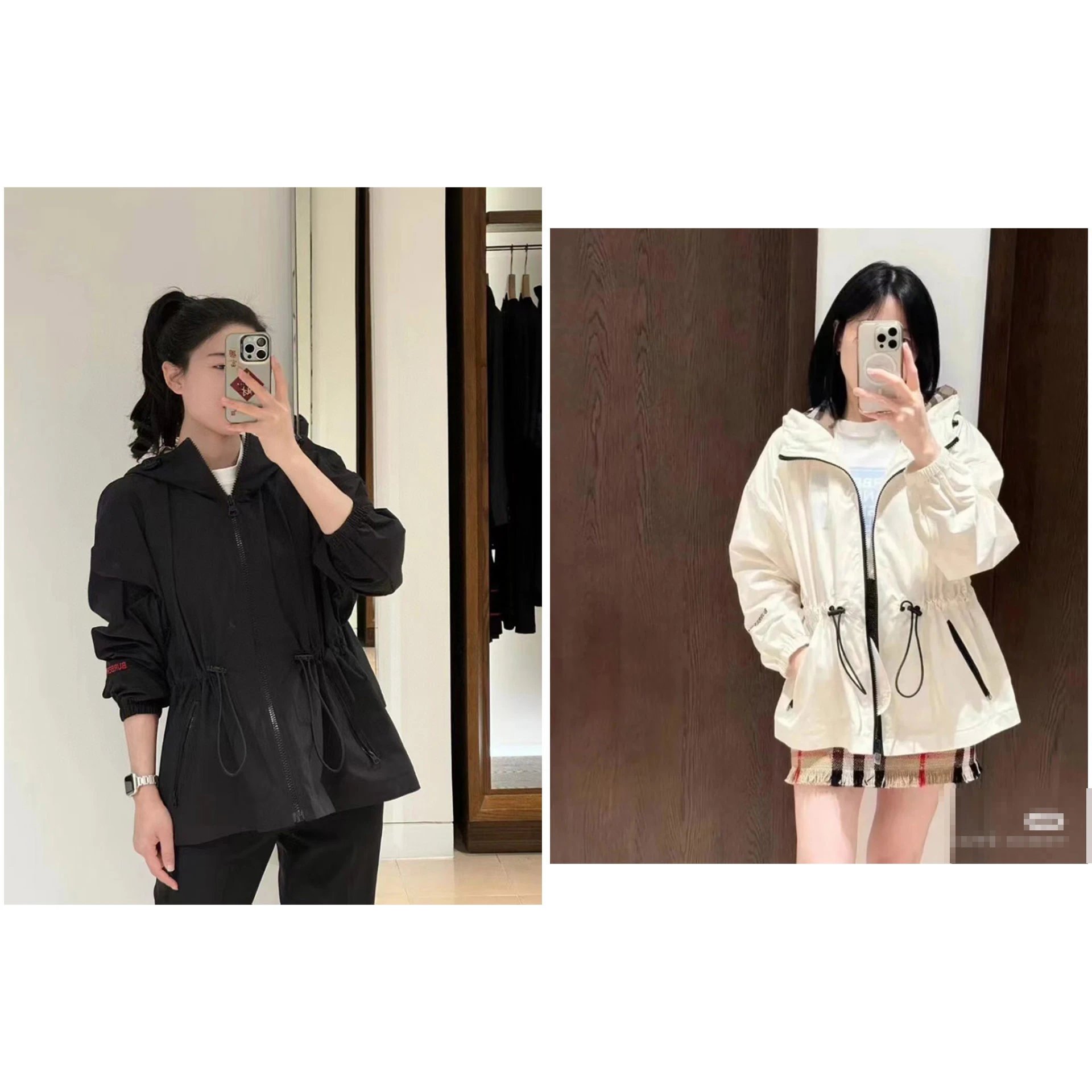 Burberry jacket — drawstring waistband · hood