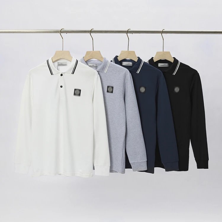 Polo Stone Island — Manga larga · cuello de puntas