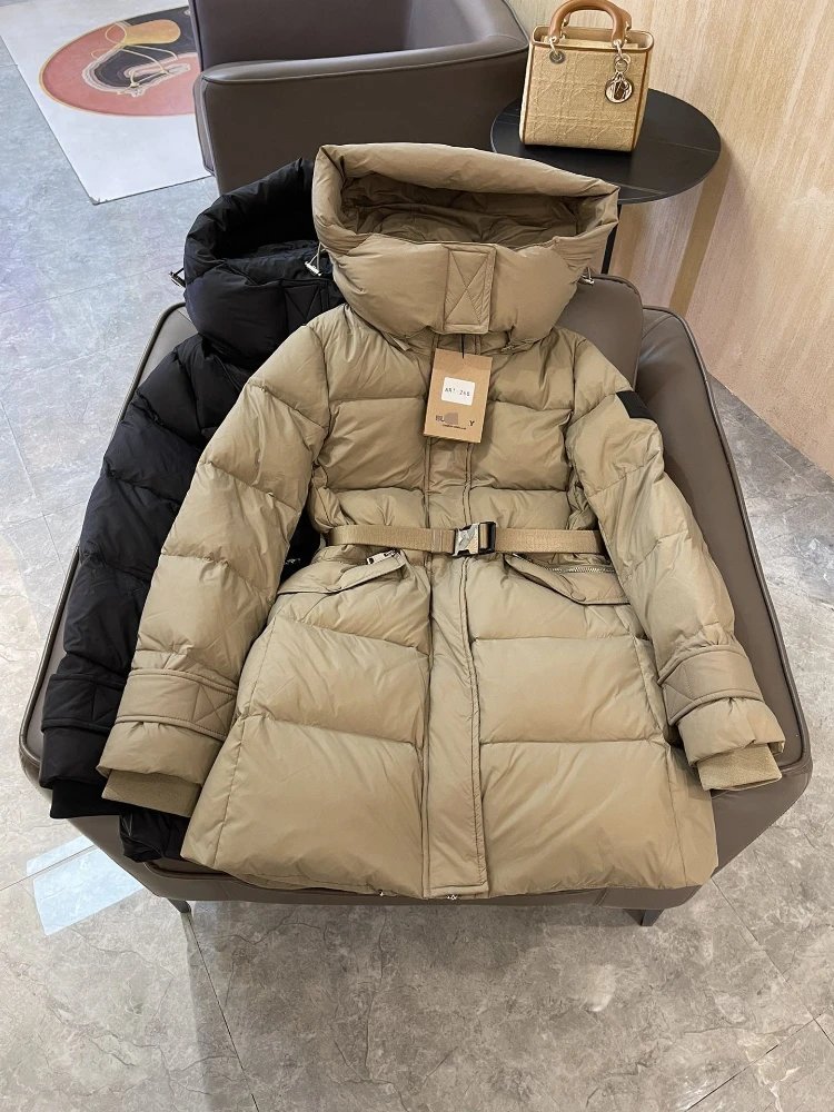 Burberry Belted Hooded Quilted Coat with Check Lining at the Neck, S to XL