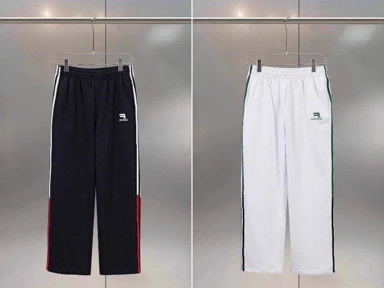 Balenciaga Striped Straight-Leg Sweatpants with Letter Mark, Sizes S M L