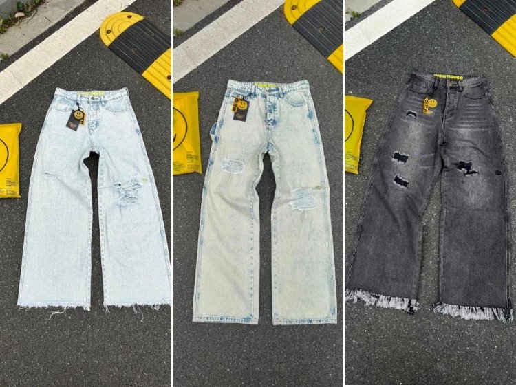 Drew House jeans — Wijde pijpen · Verwassen afwerking
