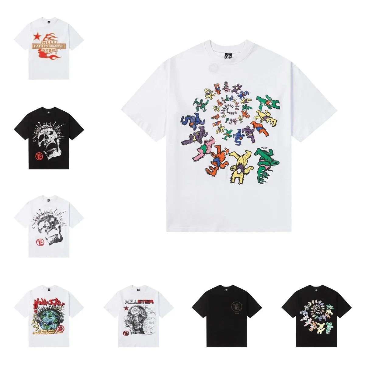 T-shirt grafiche Hellstar con motivi assortiti