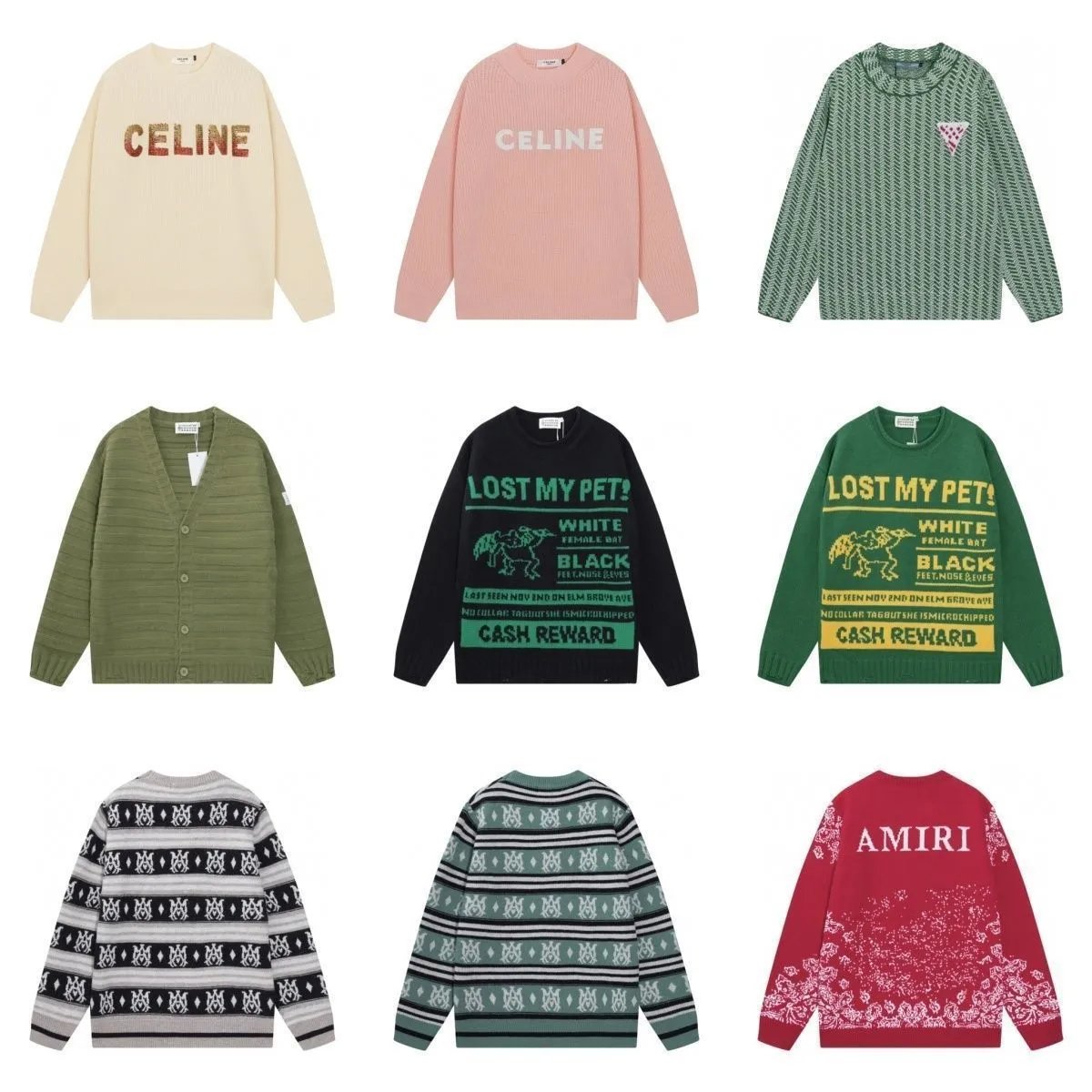 sweater — different pattern designs · crew-neck