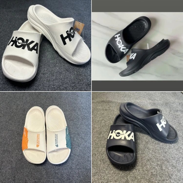 slide sandals Hoka — wide strap · open-toe