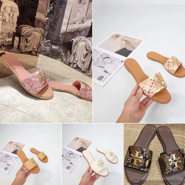 Chinelos slide Tory Burch — Bico aberto · tira entre os dedos