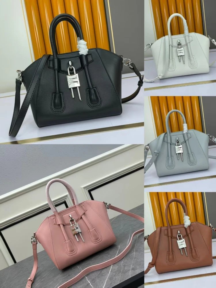 Borsa a mano strutturata con lucchetto e tracolla