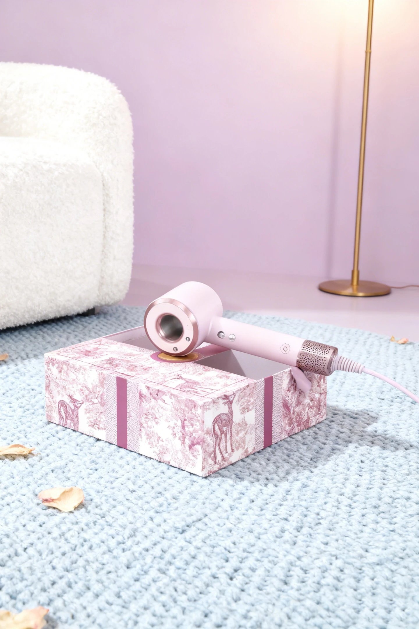 Secador de pelo Dior D9 con estuche impreso de ciervos