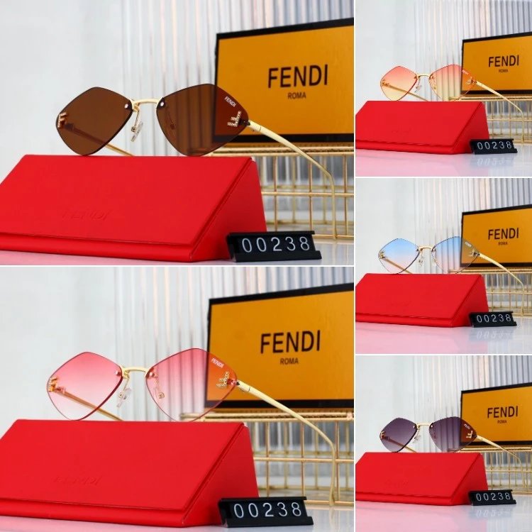 Occhiali da sole Fendi senza montatura con aste dorate e F incastonata