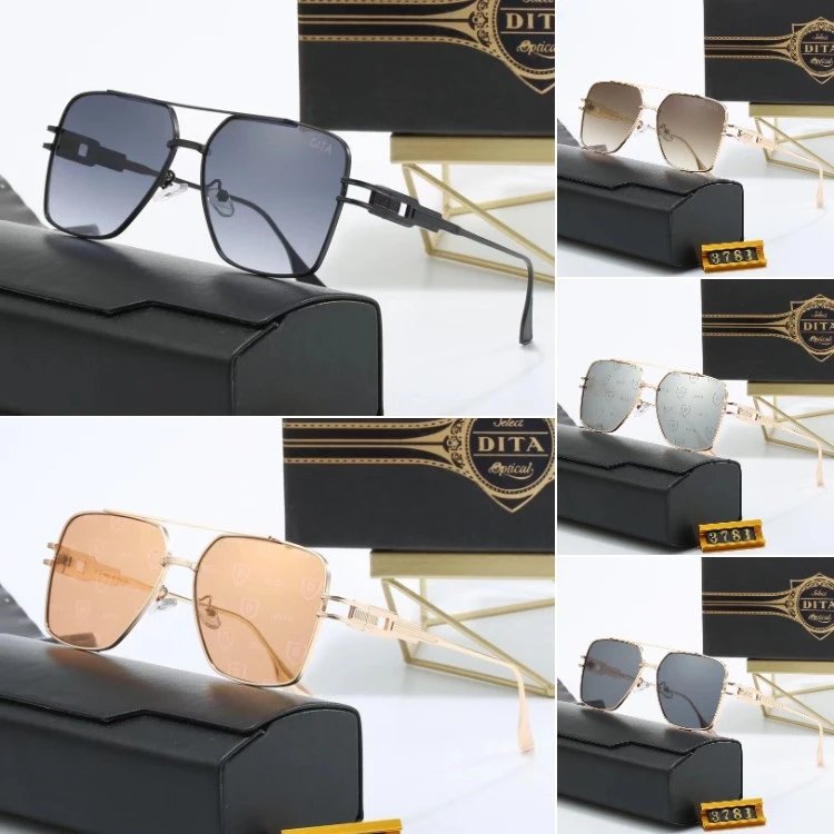 Occhiali da sole DITA quadrati con montatura sottile a doppio ponte in tono metallico