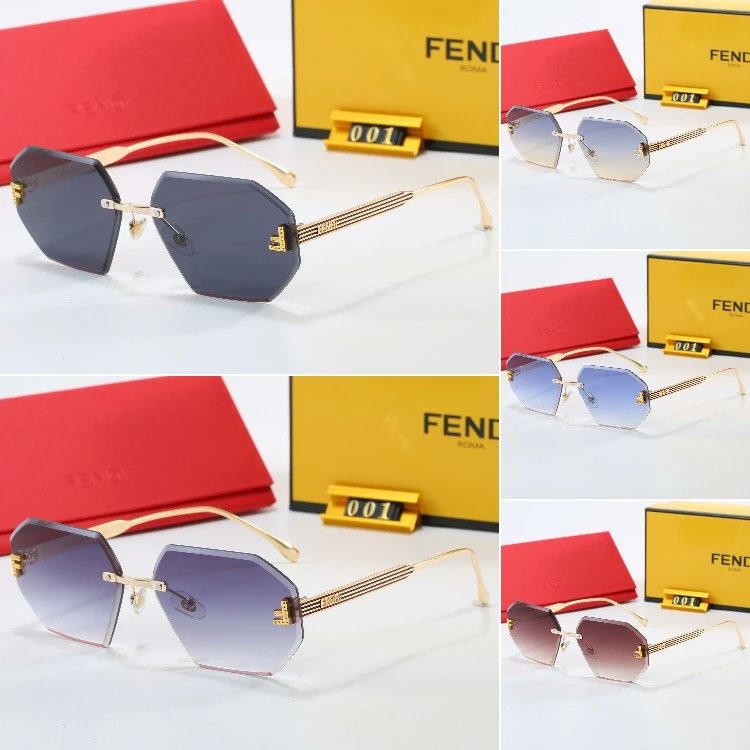 Occhiali da sole Fendi senza montatura esagonali con FF dorato