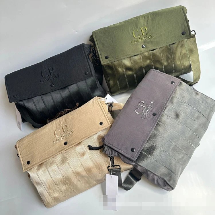 Flap Messenger Bag with Embroidered Logo in Khaki, Black and Army Green