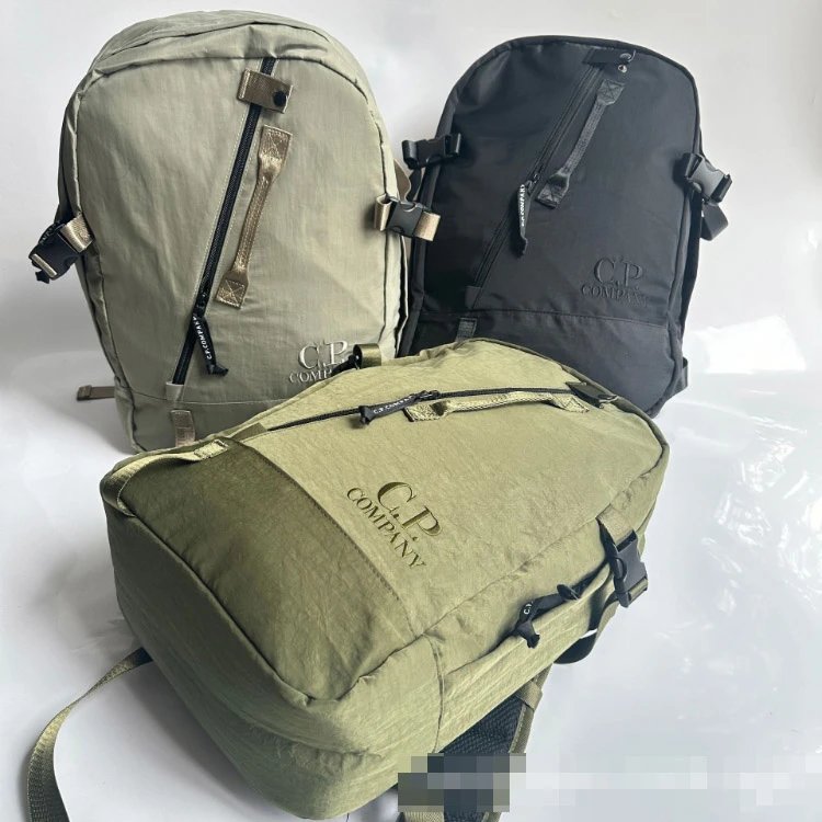 C.P. Company Round-Top Backpack with Diagonal Front Zip, Black Army Green or Khaki, 45x30x13cm