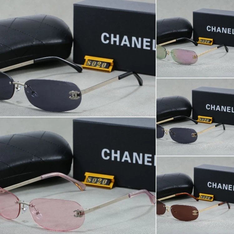 Occhiali da sole ovali senza montatura Chanel con dettaglio CC intrecciato