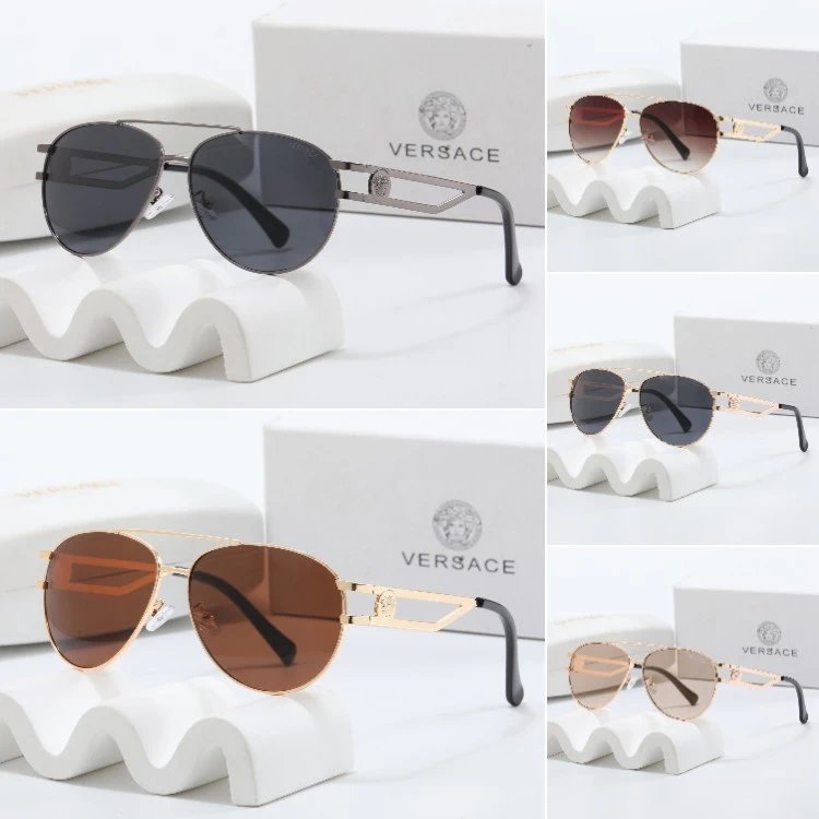 Versace sluneční brýle ve stylu aviator s medailonovým pantem a tenkou obrubou