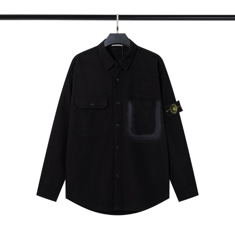 قميص Stone Island — ياقة مدببة الأطراف · إغلاق بأزرار