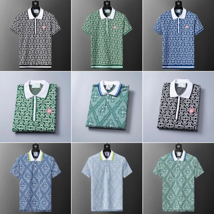 polo — point collar · geometric print