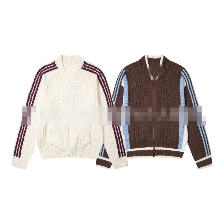 Cable Knit Zip Cardigan in White or Coffee