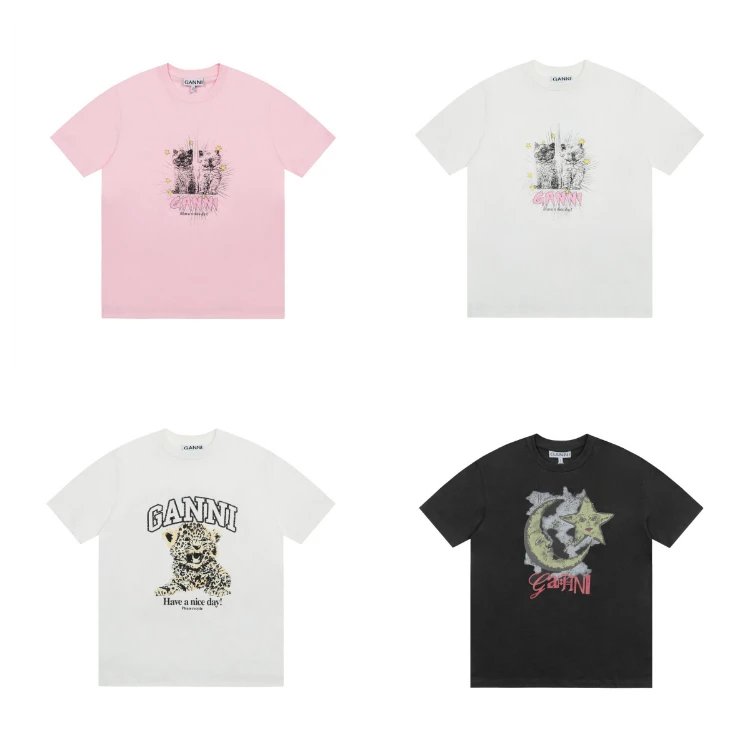 Ganni T-Shirt — Cartoonmotiv · Rundhalsausschnitt